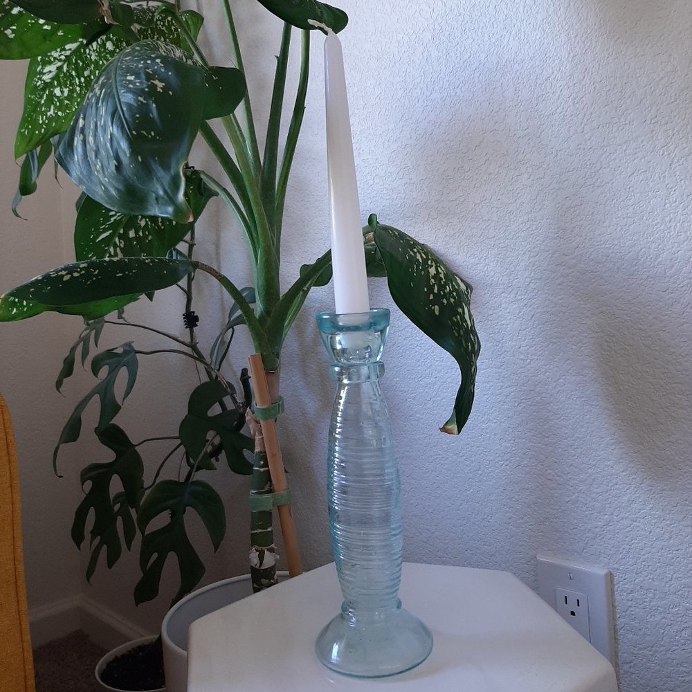 Vintage Veteria Etrusca Made in Italy Glass Taper Candle Holder / Bud Vase